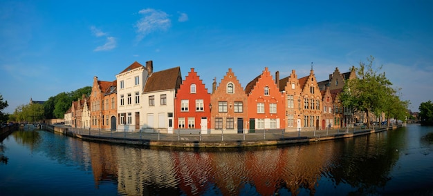 Canal and old houses bruges brugge belgium