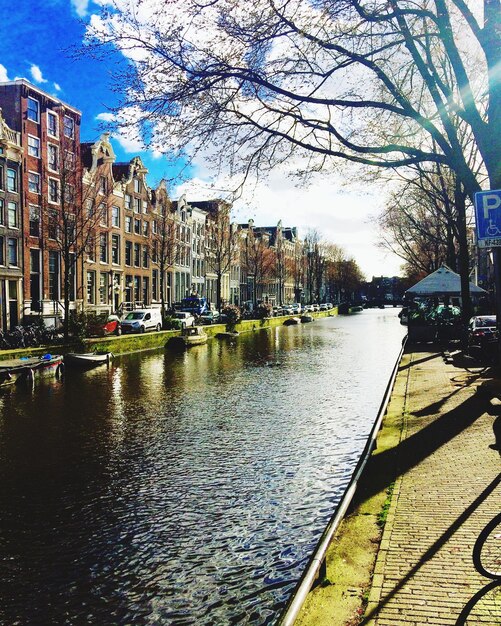 Canal passing through city