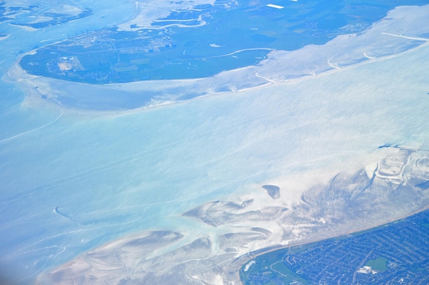 Canal Uk to the France coast from plane