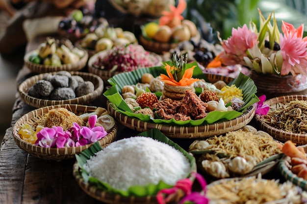 Кананг-сари и цветы для празднования Найпи