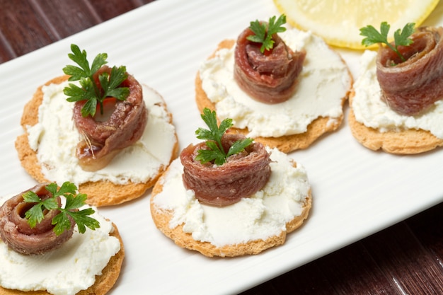 Canapes with anchovy