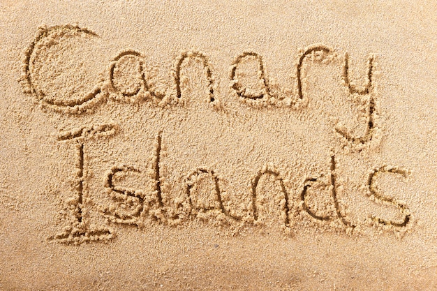 Foto canarische eilanden handgeschreven strand zand bericht