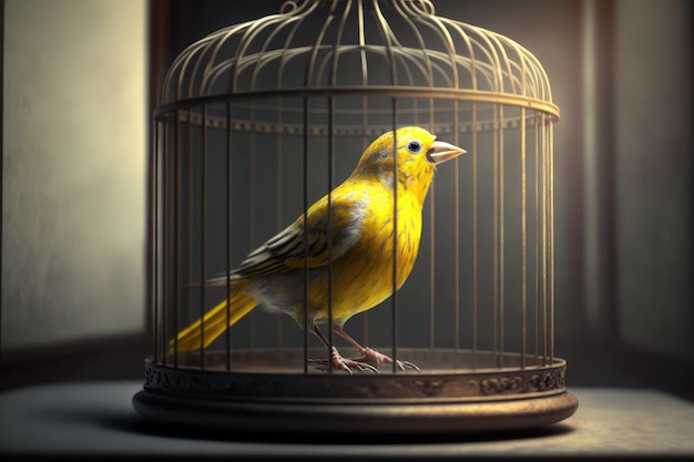 The canary chirped in the cage