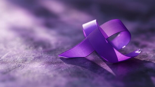 Photo cancer awareness purple color ribbon with a flat colorful background