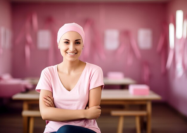 Photo cancer awarness day lady in pink