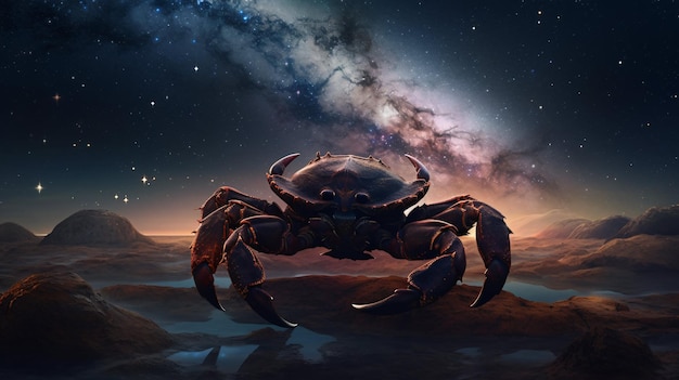 Cancer horoscope astrology crab zodiac sign background wallpaper illustration design Generative AI