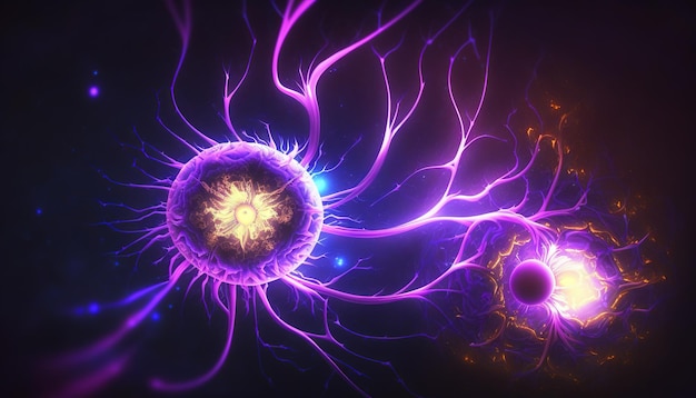 Волшебная неоновая энергия рака, светящаяся генеративным искусством