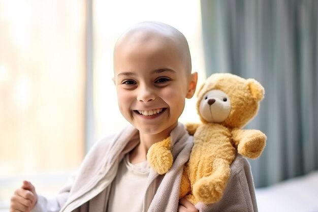 Photo cancer patient holding toy