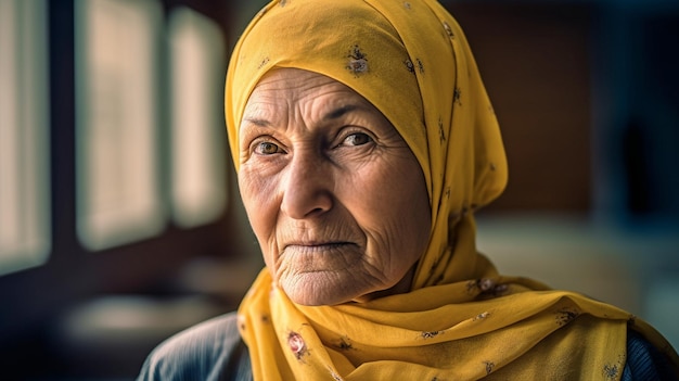 Foto un malato di cancro che indossa un foulard dopo il trattamento ospedaliero ia generativa