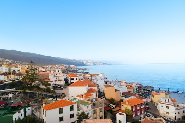 Candelaria town and Atlantic ocean in Tenerife, Islas Canarias Spain