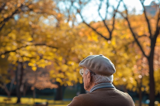 Candid Back view senior in het park plezier Generate Ai