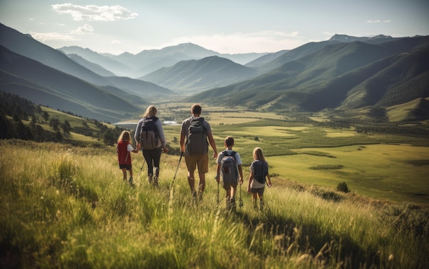 Candid Family and Friends Hiking Adventure Generative AI