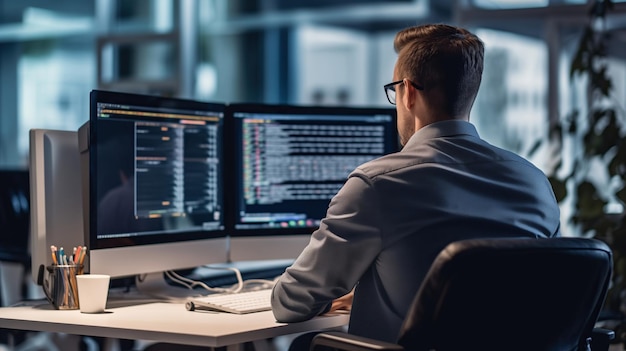 candid male programmer deeply engrossed in his work showcasing passion and focus in the world of coding