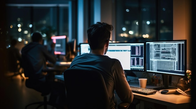 candid male programmer deeply engrossed in his work showcasing passion and focus in the world of coding