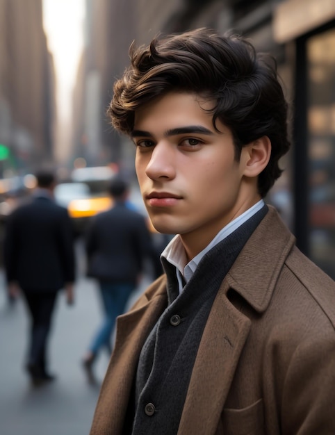 candid portrait of young man on a street