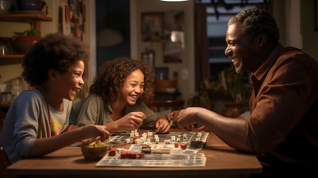 Photo candid shot of family game night