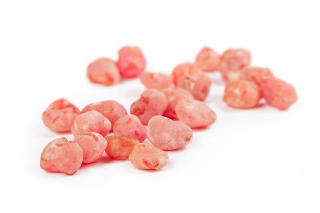 Candied cherries isolated on white background