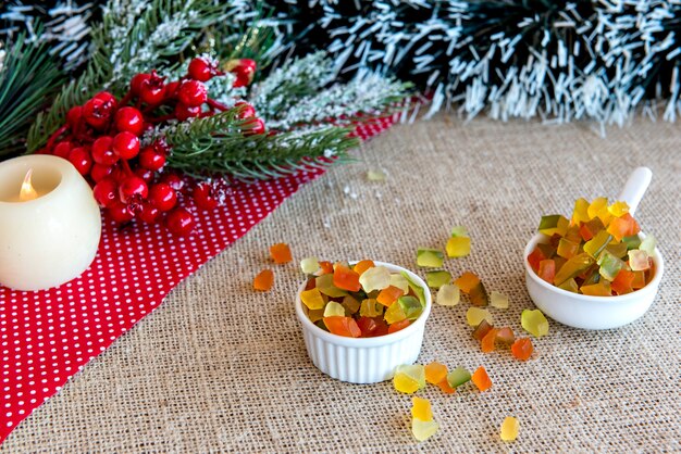 Candied fruit on a Christmas table