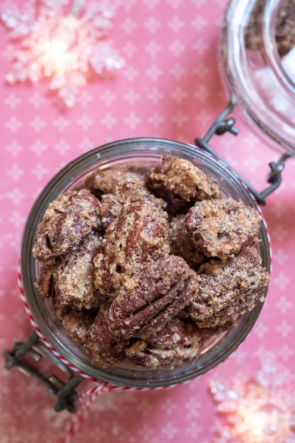 Pecan canditi, mandorle e noci con zucchero di canna e cannella