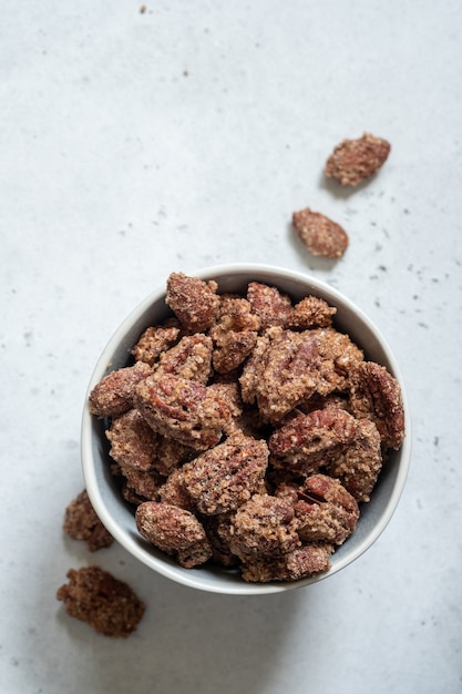 Pecan canditi, mandorle e noci con zucchero di canna e cannella