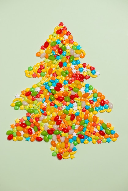 Candies Christmas tree, top view