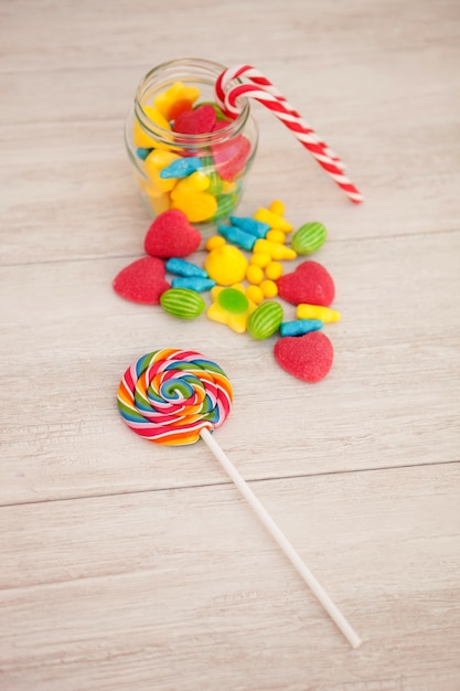 Candies with different shapes and colors 