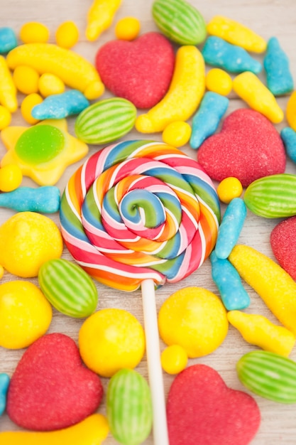 Candies with different shapes and colors 