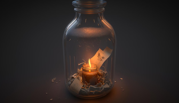 Candle in bottle glass holder large image ai generated art