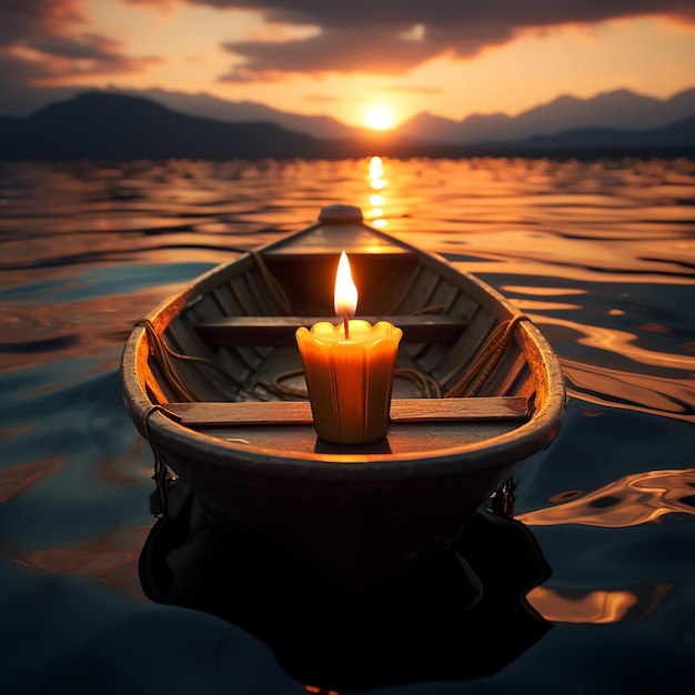 Candle on the bow of a fishing boat