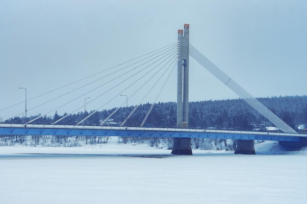 Candle bridge at winter Rovaniemi, Lapland, Finland