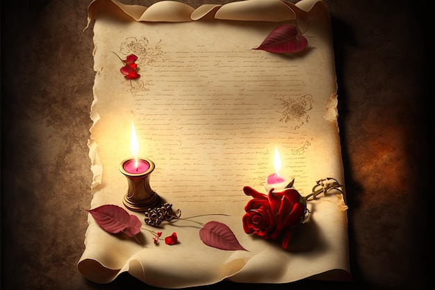 A candle and a candle on a piece of paper