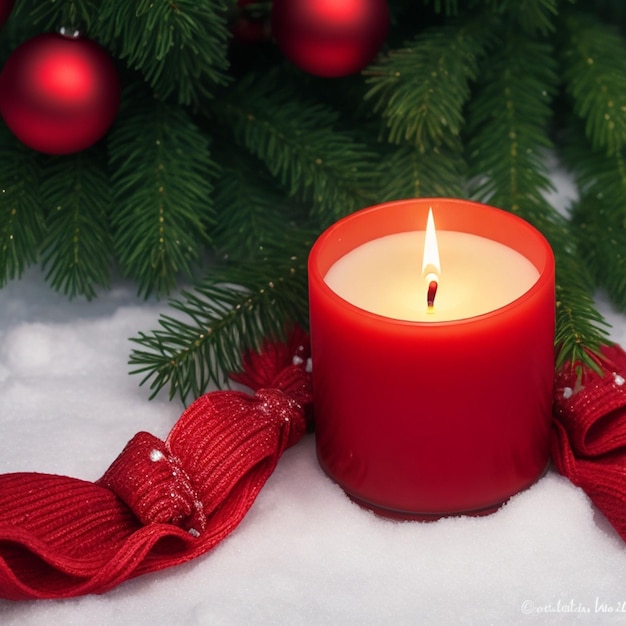 candle in a Christmas background