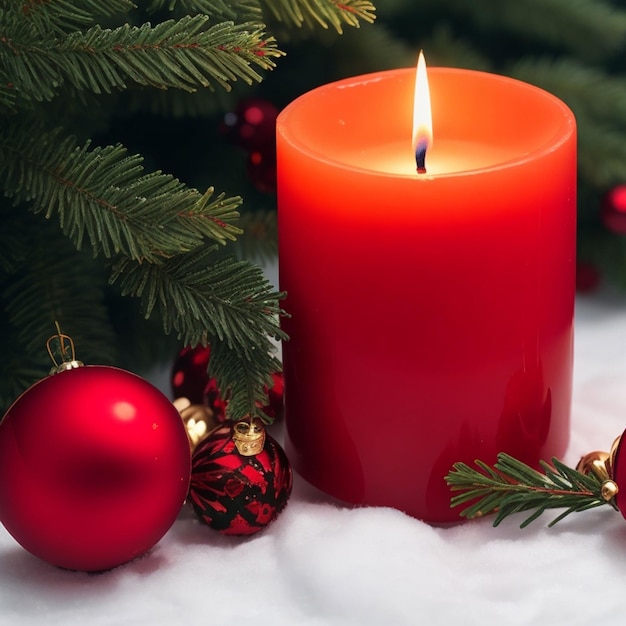 candle in a Christmas background