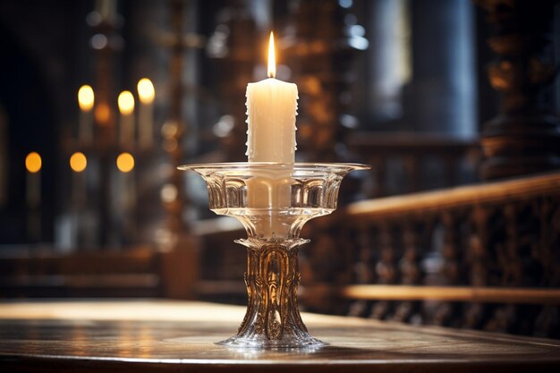 Photo candle in a church or cathedral