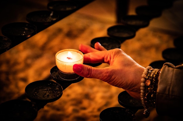 candle in a church