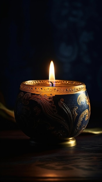 A candle in a dark room