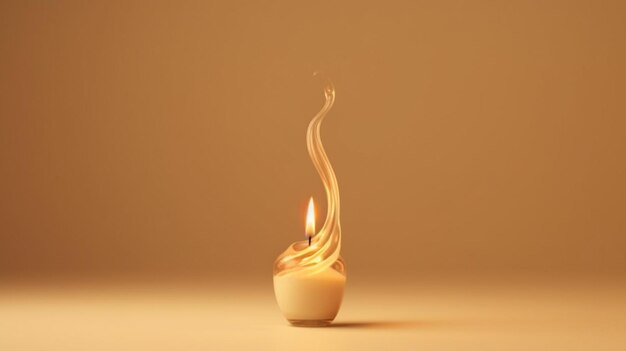Candle flame on beige background realistic Ai generative