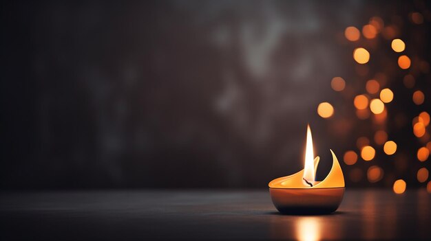 Candle flame on dark background with copy space