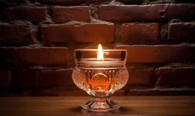 Photo a candle in a glass holder with a candle in it
