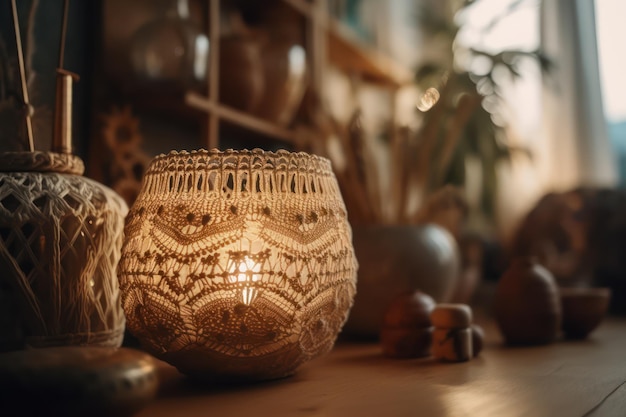 A candle in a glass jar with a candle in it