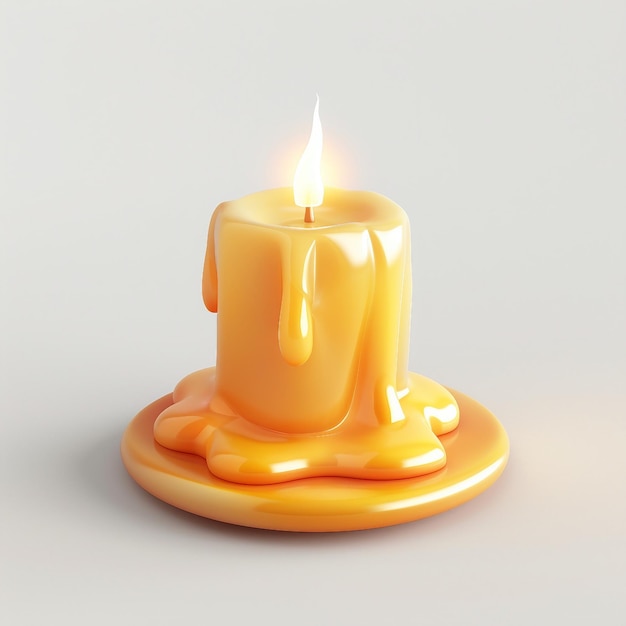 candle icon 3D render white background generative AI