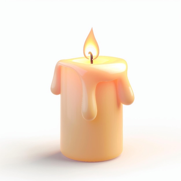 Photo candle icon 3d render white background generative ai