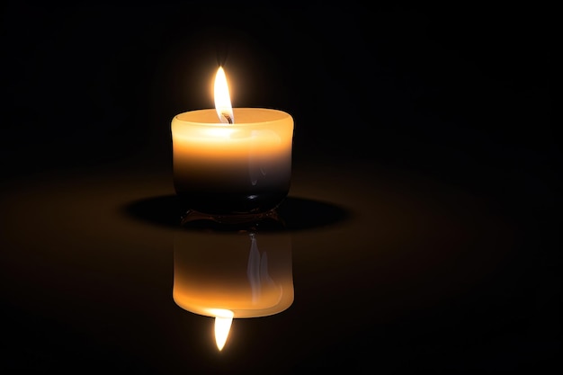 a candle is lit in the dark conveying memorial death and hope with copy space