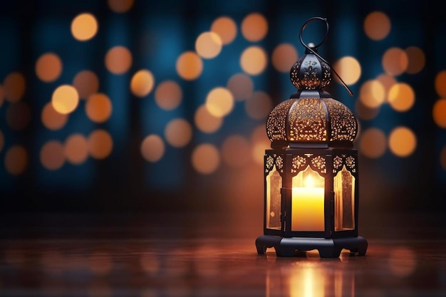 a candle is lit on a wooden table