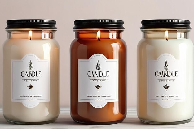 Photo candle jar mockup bundle blank white space design