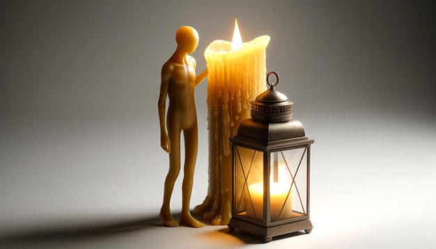 Candle and Lantern Illumination 3D Render