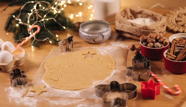 Candle light on christmas end of baking gingerbread christmas mood put out the candle