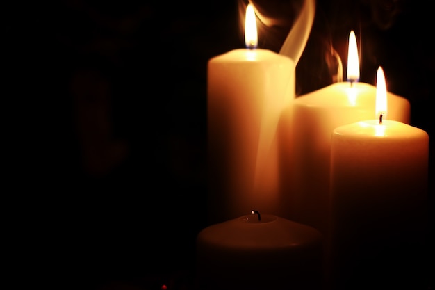 Candle light isolated black