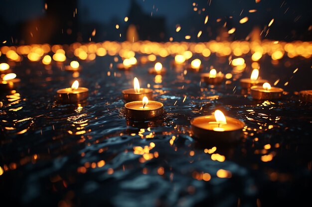 candle light on night bokeh background