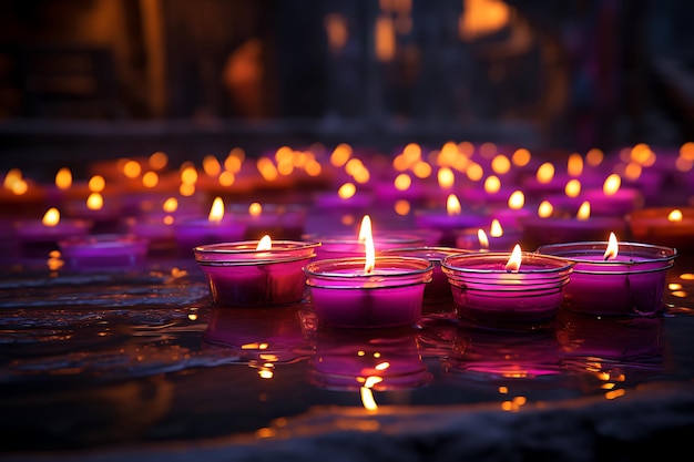 사원 태국 선택적 초점의 촛불